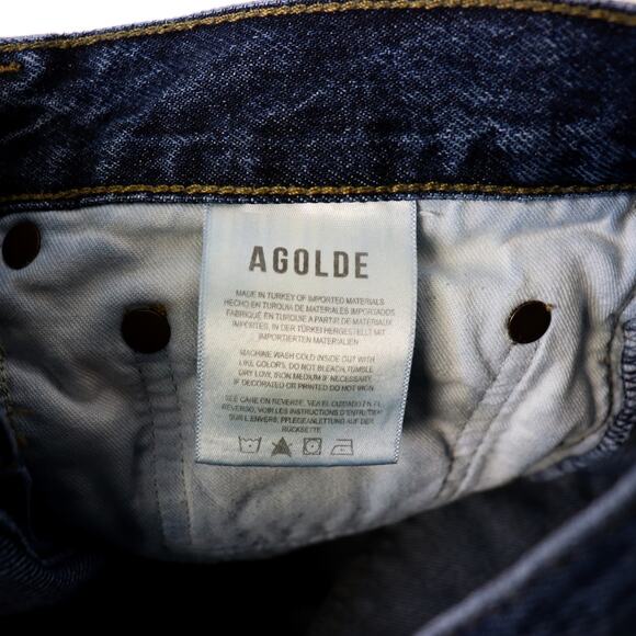 Agolde Clara Jeans Noise 28 Baggy Mid-Rise Flared Wide Leg Organic Jeans Blue - Picture 10 of 11